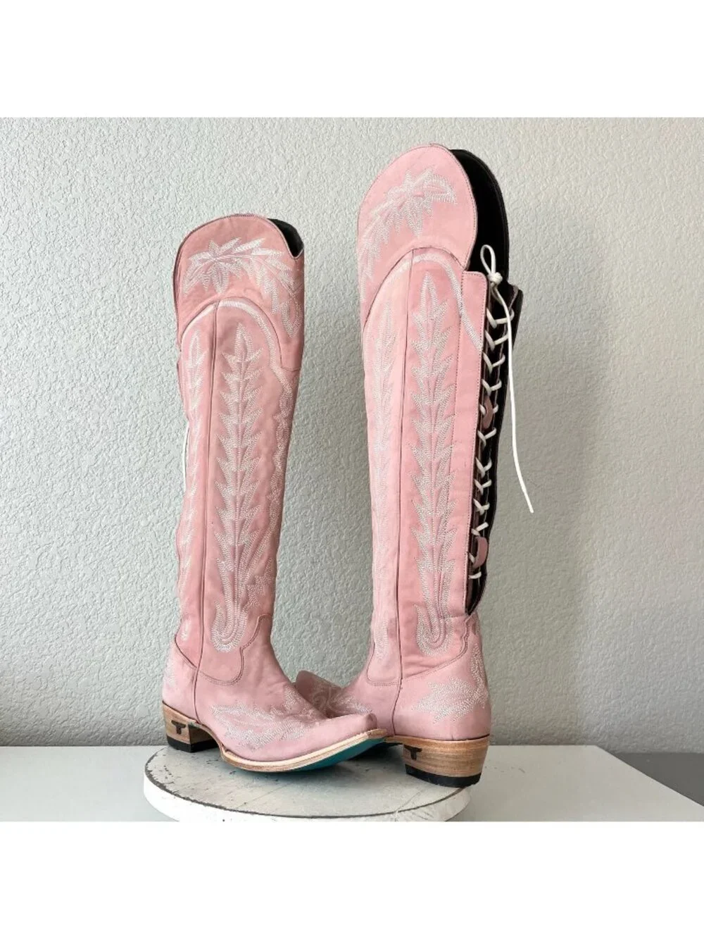 Lane LEXINGTON Over the Knee Womens Cowboy Boots 8.5 Pink Western Cowgirl Tall